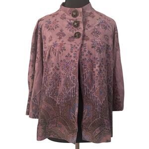 BLEU‎ XL Purple Boho Embellished Jacket Top Fairy Grunge Festival Whimsigoth Art